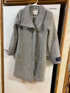 Babaton Grey Shawl-Collar Wool-Blend Trench Coat